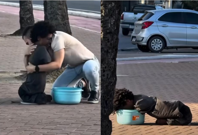 Without legs, Airton faces the hot asphalt of Manaus.