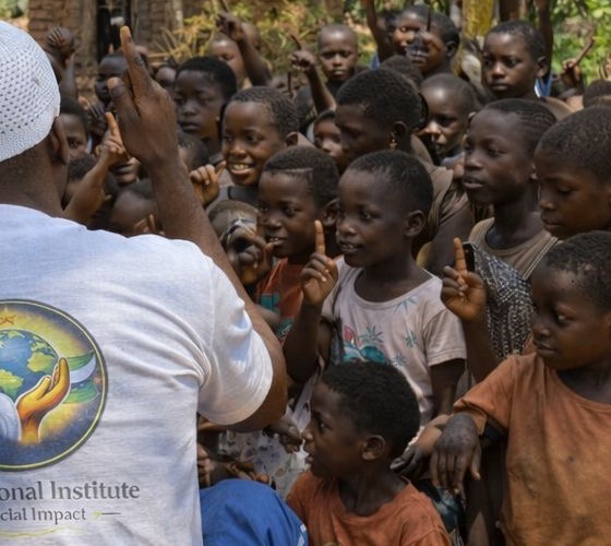 Children smiling and raising their hands