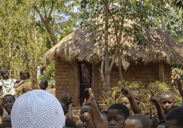 A thatched home in a Ugandan village